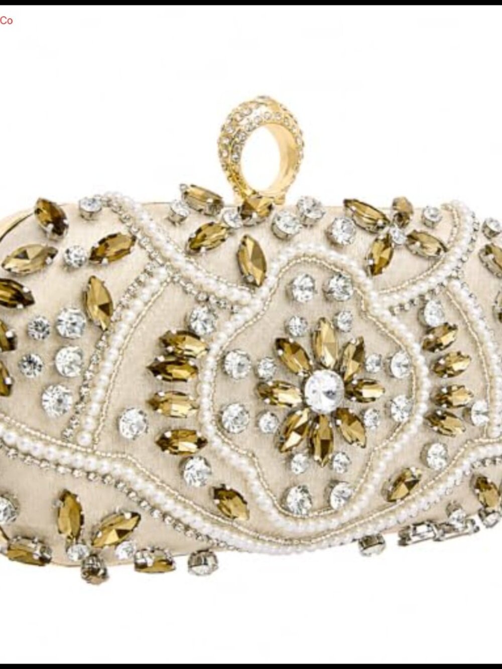 Rhinestone Beaded Clutch Purse Satin Evening Bag with Metal Chain Strap